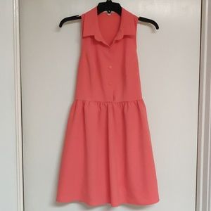 Baby-doll Dress, Coral, Button-front, Tank
